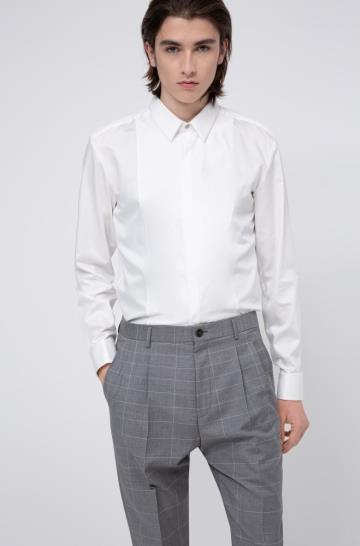 Koszule HUGO Slim Fit Białe Męskie (Pl31218)